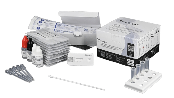 VELLAP Strep A Schnelltest-Kit mit Tupfern, Reagenzien und Testkassette